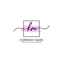 KM initial Handwriting logo vector templates