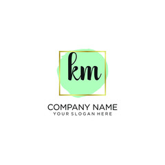 KM initial Handwriting logo vector templates