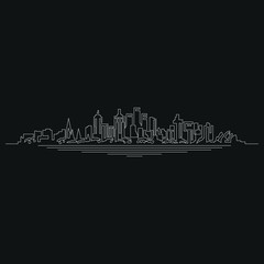 Fototapeta premium Continuous linear, city skyline. Minimalistic illustration