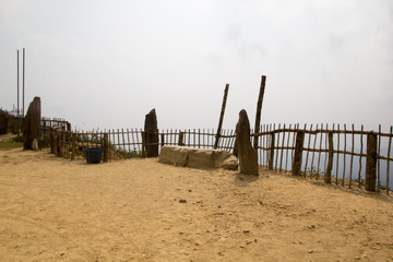 view point at mountain peak on foggy day.
