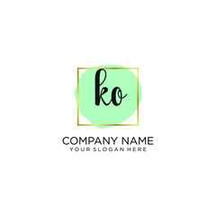 KO initial Handwriting logo vector templates