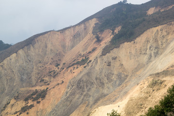 Dangerous Mountain road with landslide