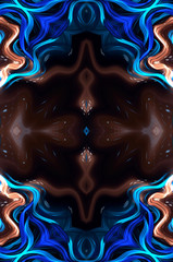 Luxury abstract fluid art, ink blur background, classic blue, gold. Liquid acrylic, epoxy futuristic painting. Slice of stone. Symmetric reflection.