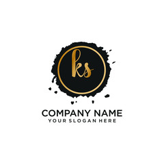 KS initial Handwriting logo vector templates