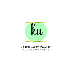 KU initial Handwriting logo vector templates