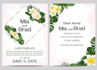 Invitation blank card with flowers