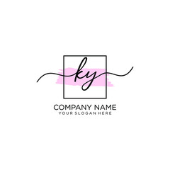 KY initial Handwriting logo vector templates