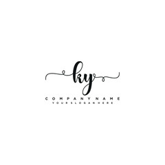 KY initial Handwriting logo vector templates