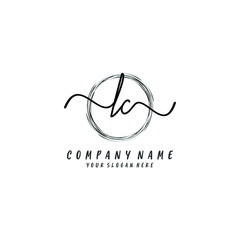 LC initial Handwriting logo vector templates