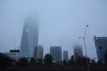 Fototapeta na wymiar foggy skyscraper