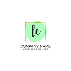 LE initial Handwriting logo vector templates