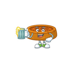 Happy peanut cookies mascot style toast with a glass of beer
