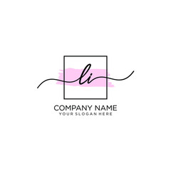 LI initial Handwriting logo vector templates