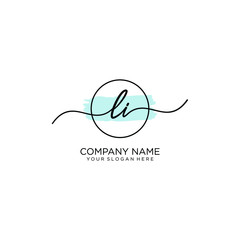 LI initial Handwriting logo vector templates