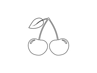 Cherry, fruit icon. Vector illustration, flat design.