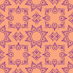 Fototapeta premium beautiful traditional seamless pattern in violet and red texture. premium vector illustration. ethnic Indian, turkish and arabic motifs.