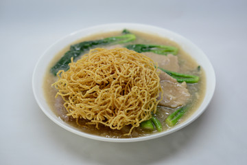 Fried noodle with pork and broccoli noodle Thai style