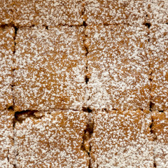 Homemade Tasty Applesauce Cake, top view. Flat lay, overhead, from above. Close-up.
