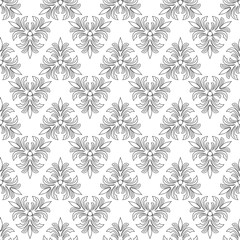black and white floral motif seamless pattern. exotic floral geomatric pattern. ethnic, indian, arabic, turkish, damask illustration.