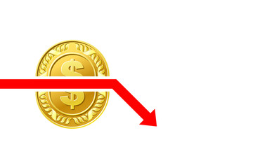 Business finance crisis concept. Gold coin.