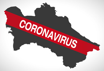 Obraz premium Turkmenistan map with Coronavirus warning illustration