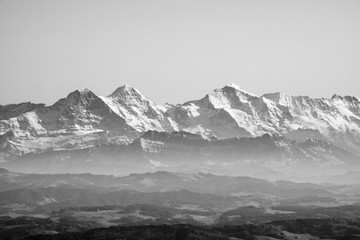 Fototapeta na wymiar Panoramic view across Swiss Alps