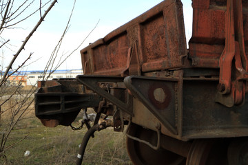 Fototapeta na wymiar Old rusty railway car.