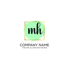 MH initial Handwriting logo vector templates