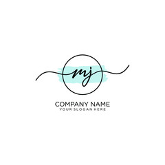 MJ initial Handwriting logo vector templates