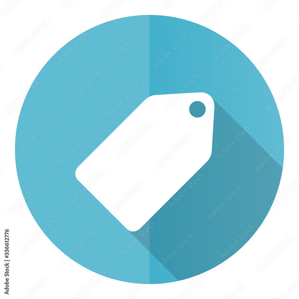 Poster label ticket blue round flat design vector icon isolated on white background