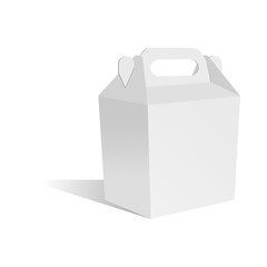 White cardboard carry boxes packaging for food isolated on white background.