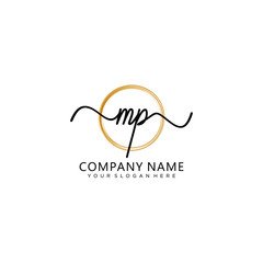 MP initial Handwriting logo vector templates