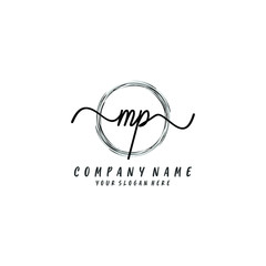 Obraz premium MP initial Handwriting logo vector templates