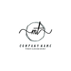 MT initial Handwriting logo vector templates