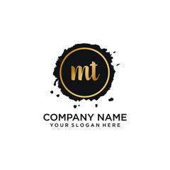 MT initial Handwriting logo vector templates