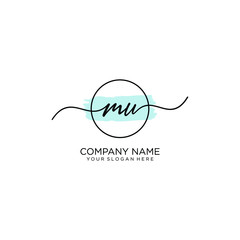 MU initial Handwriting logo vector templates