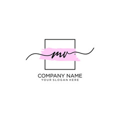 MV initial Handwriting logo vector templates