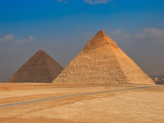 Fototapeta na wymiar The famous pyramids at Giza in Egypt