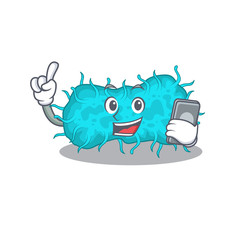Fototapeta premium bacteria prokaryote cartoon character speaking on phone