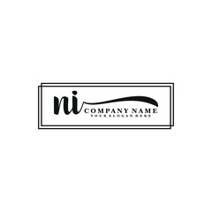 NI initial Handwriting logo vector templates