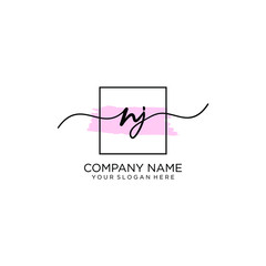 NJ initial Handwriting logo vector templates