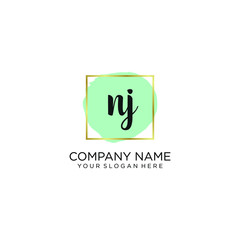 NJ initial Handwriting logo vector templates