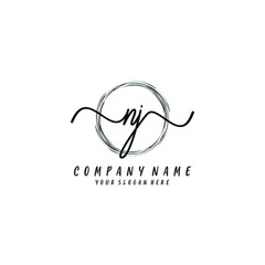 NJ initial Handwriting logo vector templates