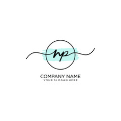 NP initial Handwriting logo vector templates