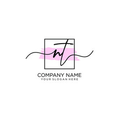NT initial Handwriting logo vector templates
