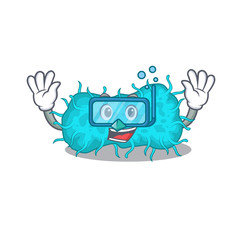 bacteria prokaryote mascot design concept wearing diving glasses