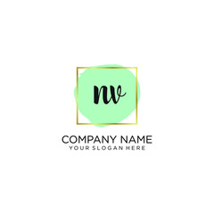 NV initial Handwriting logo vector templates