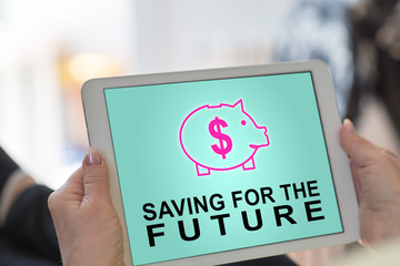 Saving for the future concept on a tablet