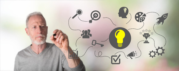Man drawing business idea concept
