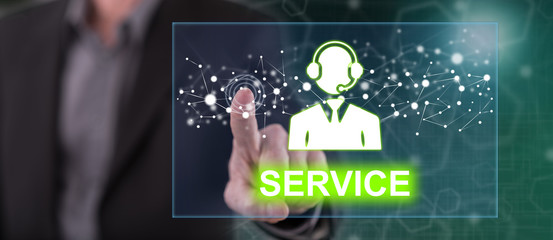 Man touching a service concept